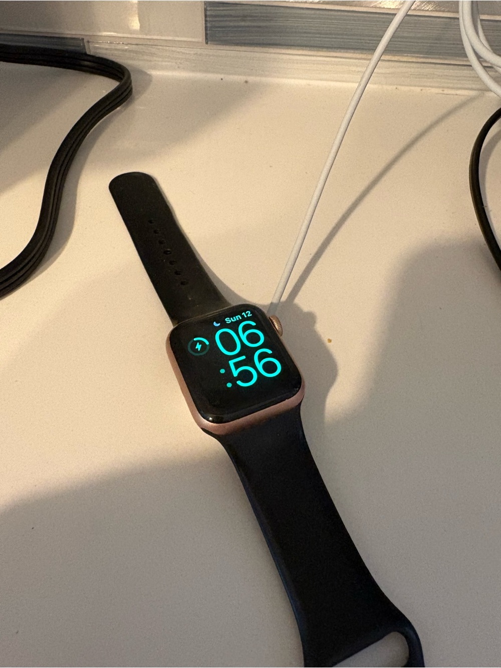 Apple Watch - Black Band with Rose Gold Case